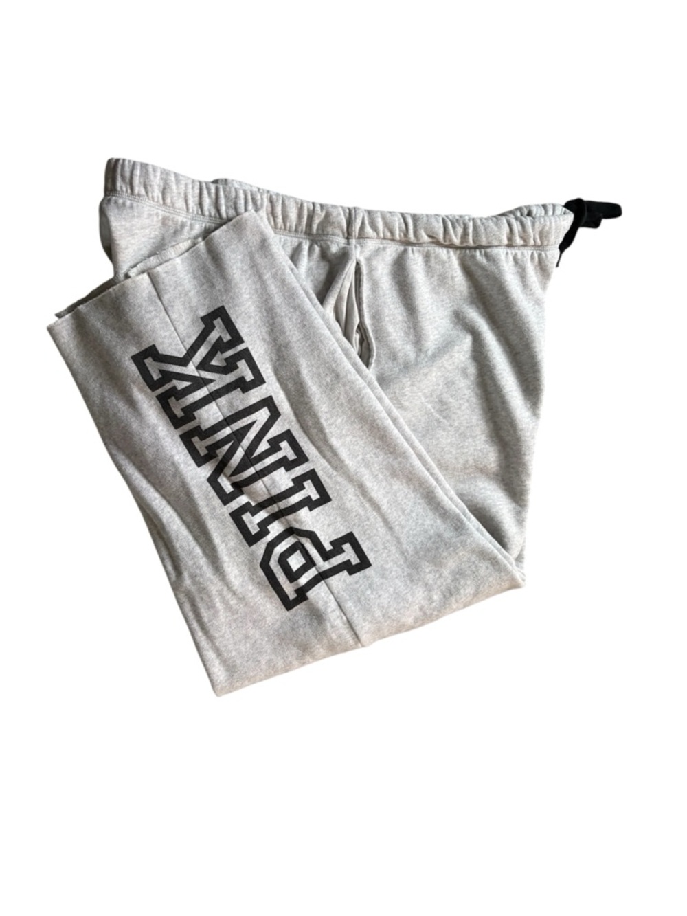 PINK Victoria's Secret Light Gray Track Pants with Black Logo